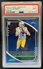 2020 Panini Absolute Justin Herbert RC Green Rookie #167 Chargers PSA 9