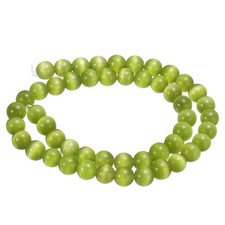 48pcs Dark Navy Green Cat's Eye Stone Beads 8mm Round Crystal Loose Bead