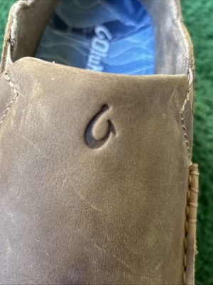 Mens OluKai Kalia Leather Slip On Shoes Size 8.5 Tan/Tan  display picture 3