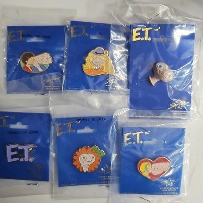 Vintage 1982 Universal Studios E.T.  6 Pin Lot Extra Terrestrial Jewelry Sealed 