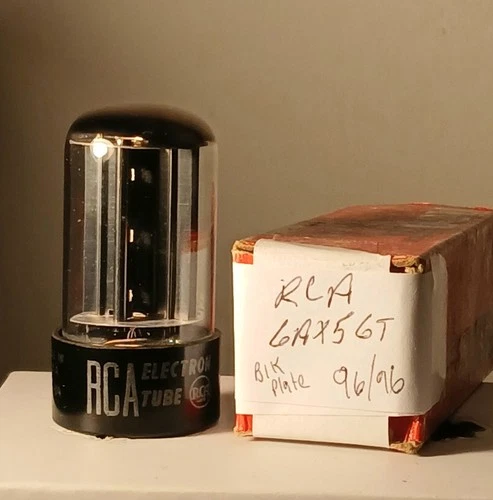Vintage Tested Strong RCA 6AX5GT Amplifier Radio Audio Vacuum Tube Blk Plate
