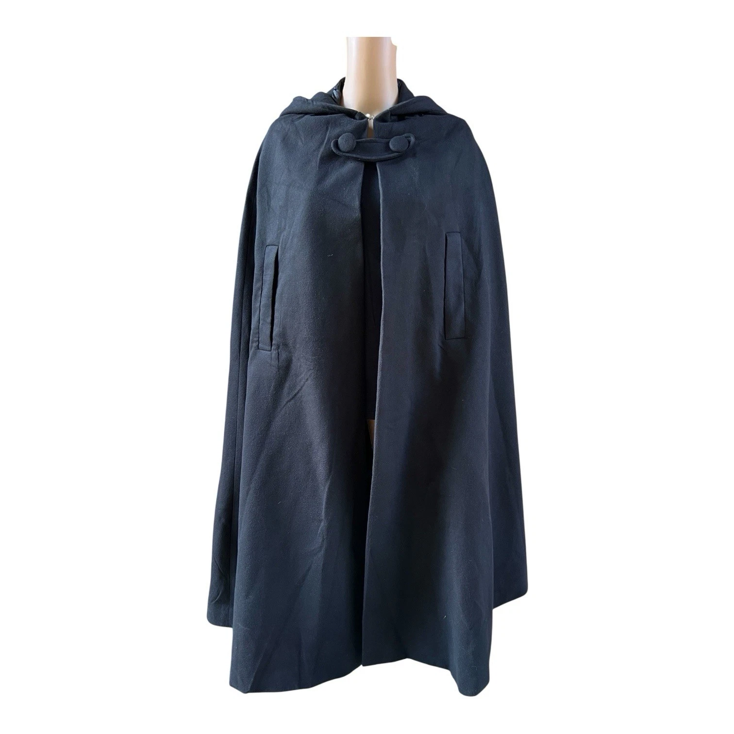 Black Hooded Poncho Cape Coat Free Size Cotton Polyester Mid Length
Opens in a new window or tab