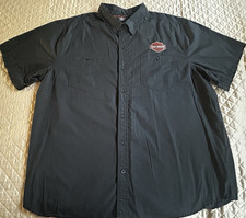 Harley-Davidson Black Vented Button Up Mechanic Work Garage Shirt Mens 2XL