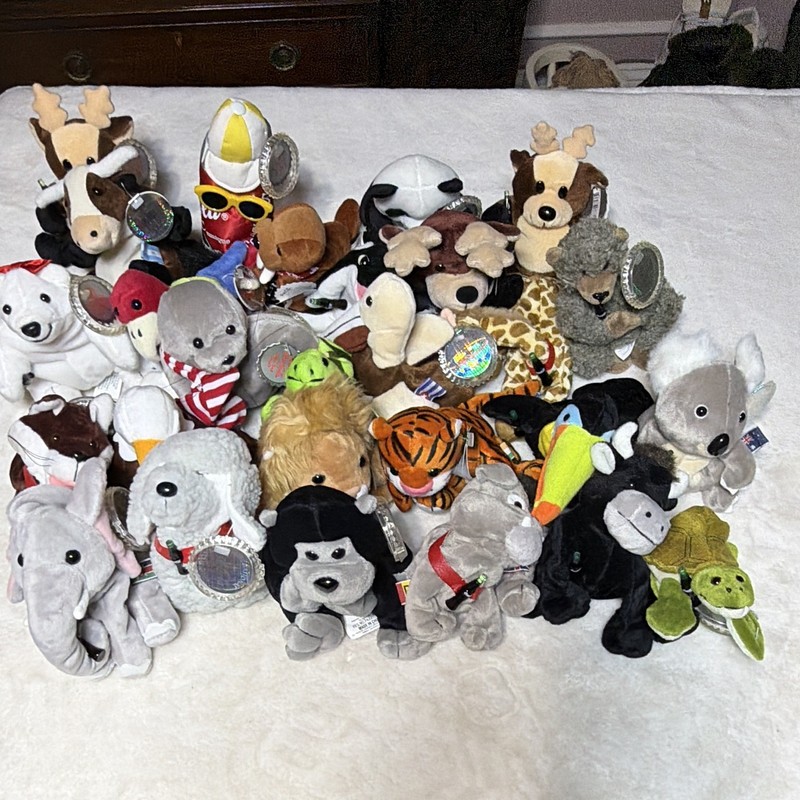 Coca-Cola Beanbag Plush Lot Assorted Mixed Animals w/ Hang Tags 1997-1999 qty 27