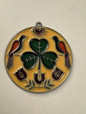 Irish Shamrock Stained Glass Like Ornament Vintage Sun Catcher Saint Patrick LX3