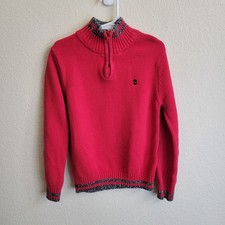 Izod Red With Black Pull Over Sweater With 1/4 Zip 100 Cotton Boy's XS/S