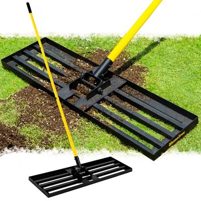 BlumeTrec Lawn Leveling Rake, 30''x10'' Heavy Duty Sand Leveling Tool with 7FT ...