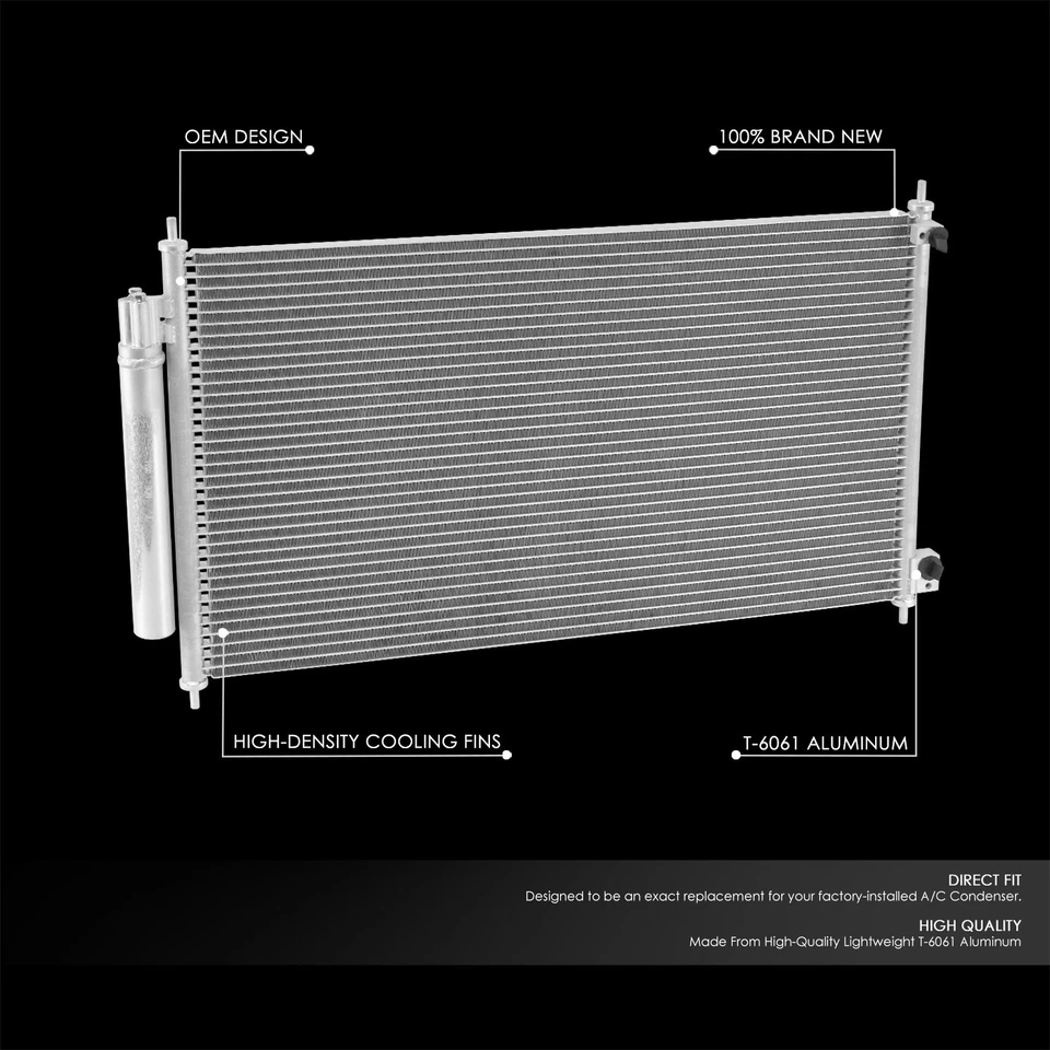Repuesto condensador de aire acondicionado delantero de aluminio estilo fábrica Acura ILX 2013-2016 Foto 2 de 4