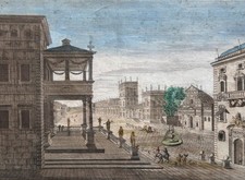 View D’Optical 18th Engraving Antique Naples " of The Palace Viceroy Animated