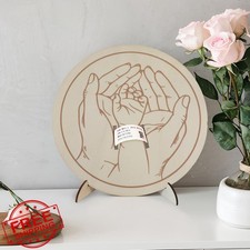 BQSAZHYJ Birth Announcement Sign Wooden Engraved Hello World Hospital Board