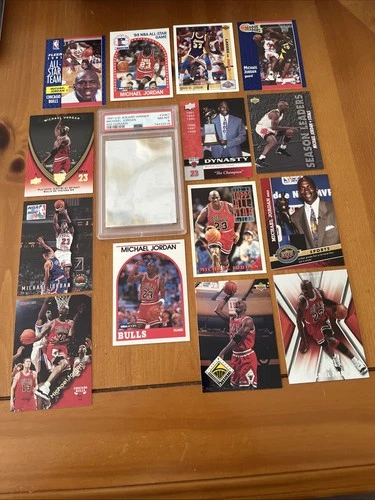 1989-1996 MICHAEL JORDAN BASKETBALL CARD LOT OF 15 INCL UD AWARD HOLO # AW1 PSA8