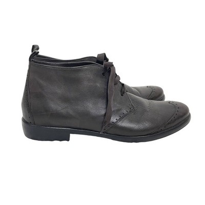 Homers Saqueto Size 9 Dark Brown Leather Lace Up Wing Tip Booties Made in Spain