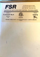 FSR T3-AC2CP-BLK Round Table Box 2 AC Receptacles 2 Data Cables 16970