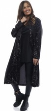 Kit & Kaboodal Made In Italy *kiki Sequin* Duster Coat Jacket Black New Bnwt