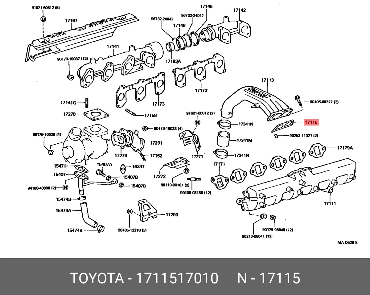 Original gasket, intake manifold hole cover, 1711517010 for TOYOTA 