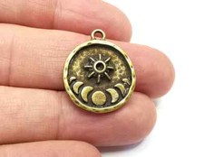 Moon and Star Charms Celestial earring component Crescent Sun Antique Bronze