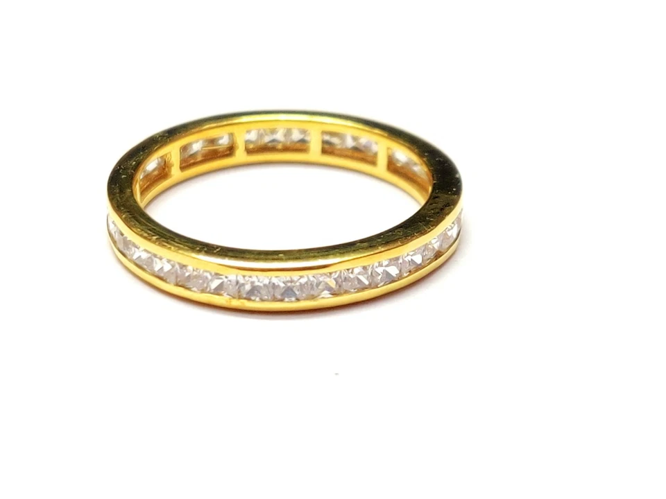 Silver Eternity Ring Sterling Silver Engagement Eternity Ring Cubic Zircon Ring - Image 3 of 4