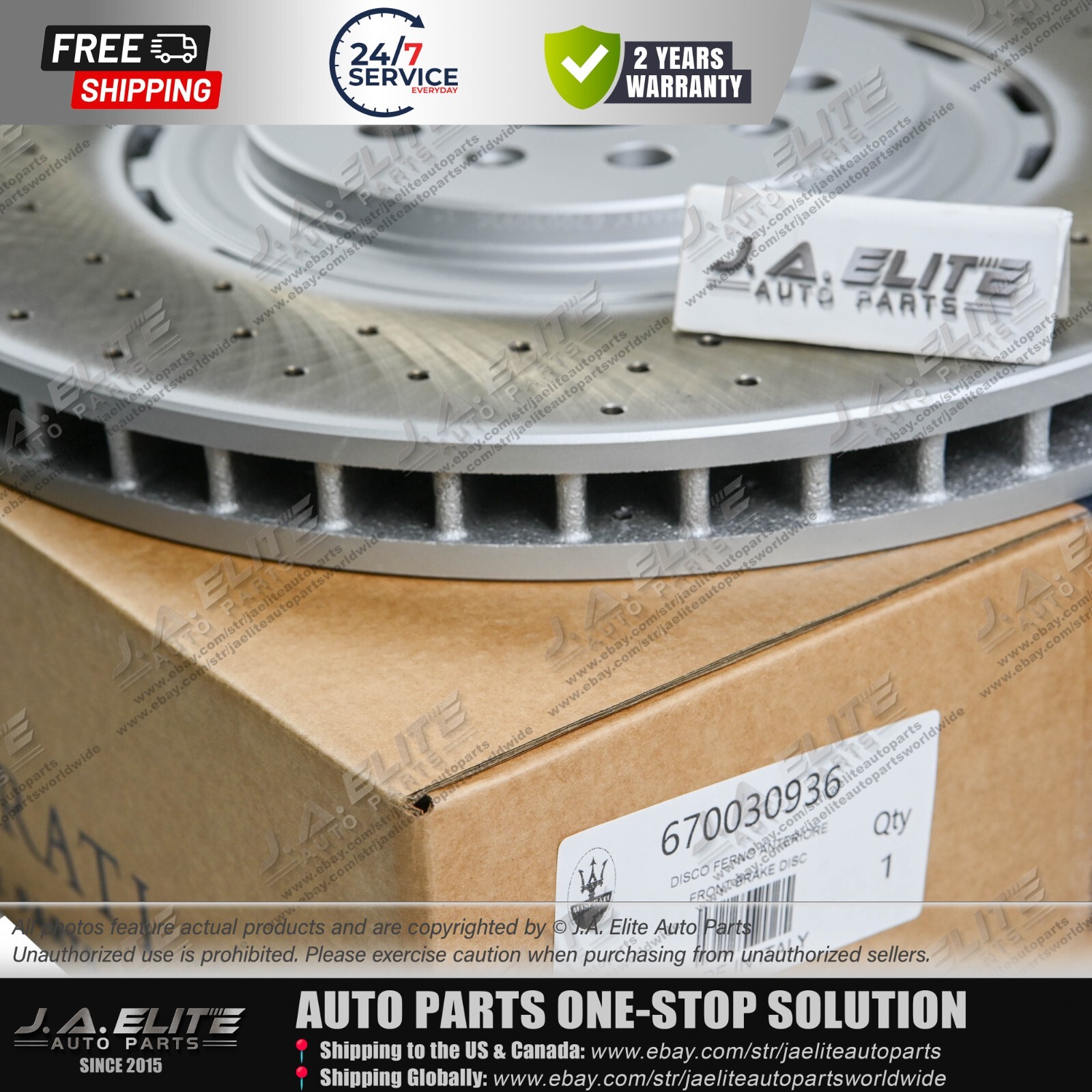 2pcs Front Brake Rotor With Holes fit Maserati Quattroporte GTS 3.8 V8,670030936