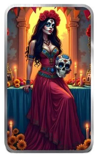 Bullion Baddies Day of the Dead Carlita Calavera Series 2 1 oz Silver Bar - COA