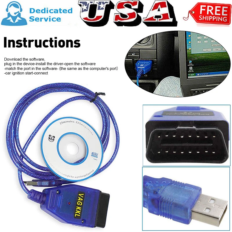 For VAG-COM VCDS Scanner Tool KKL CH340 409.1 VW Audi Line AUB Cable eBay