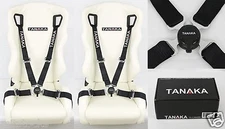 2X TANAKA UNIVERSAL BLACK 4 POINT CAMLOCK QUICK RELEASE RACING SEAT BELT HARNESS