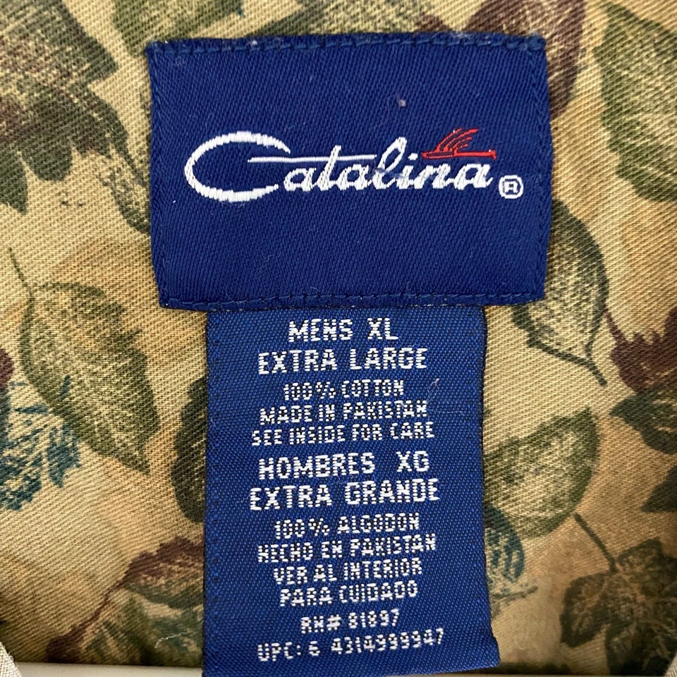 Camisa Catalina Para Hombre Talla Grande Marrón Vintage Otoño Otoño Patrón de Hojas Foto 3 de 4