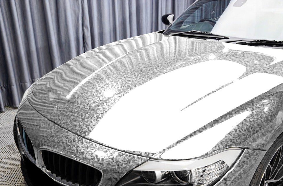 24K Chopped Forged Carbon Fiber Gloss Silver Car Vinyl Wrap Sticker ...