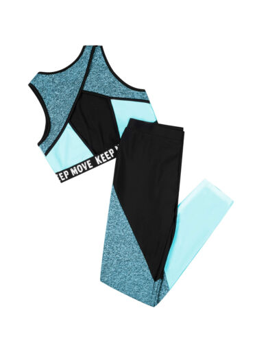 iEFiEL Reggiseno sportivo ragazza + pantaloni tuta da allenamento abbigliamento sportivo set tuta da jogging - Foto 21 di 78