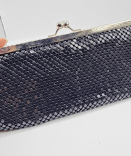 Vintage Black Metal Mesh Clutch Bag 10in
