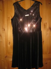 Abito donna velluto Laura Torelli taglia L nero/glitter elasticizzato "cocktail" dolce