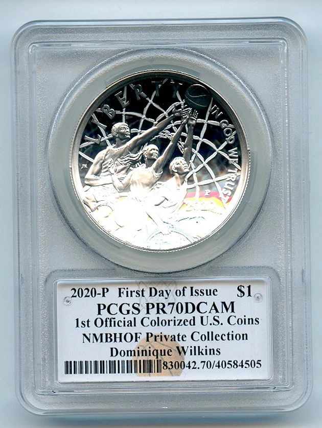 2020 P $1 Colorized Basketball Commemorative PCGS PR70DCAM FDI Dominique Wilkins - Image 2 of 2