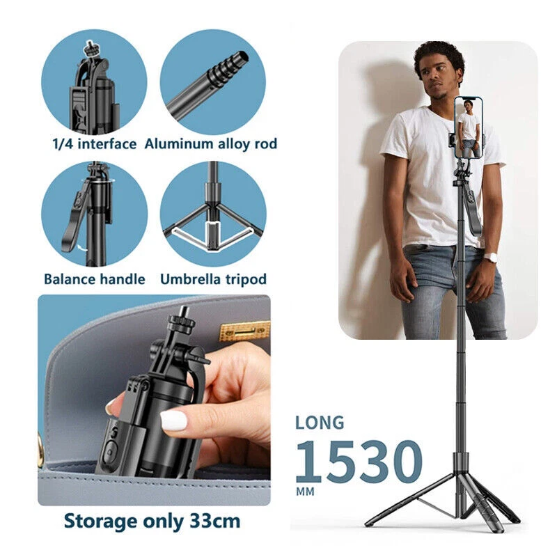 L16 1530mm Wireless Selfie Stick Tripod Stand Balance Stabilizer Live Foldable - image 3 of 4