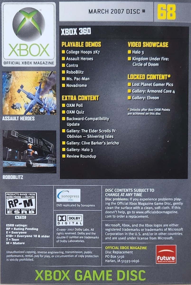 Official Xbox Magazine Demo Disc #68 - Xbox Live Arcade | eBay
