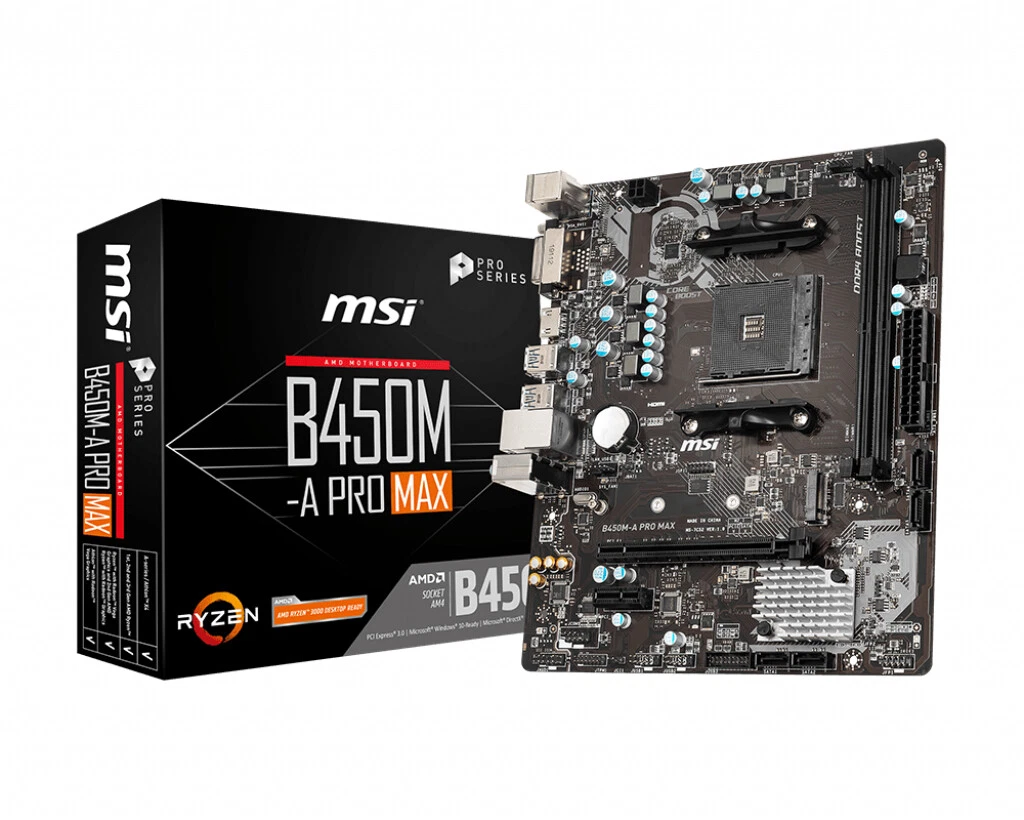 MSI B450M-A Pro Max AMD B450 AM4 Micro ATX DDR4-SDRAM Motherboard