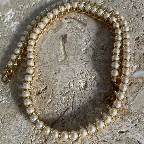 Vintage Monet Gold Tone Caged Pearl 