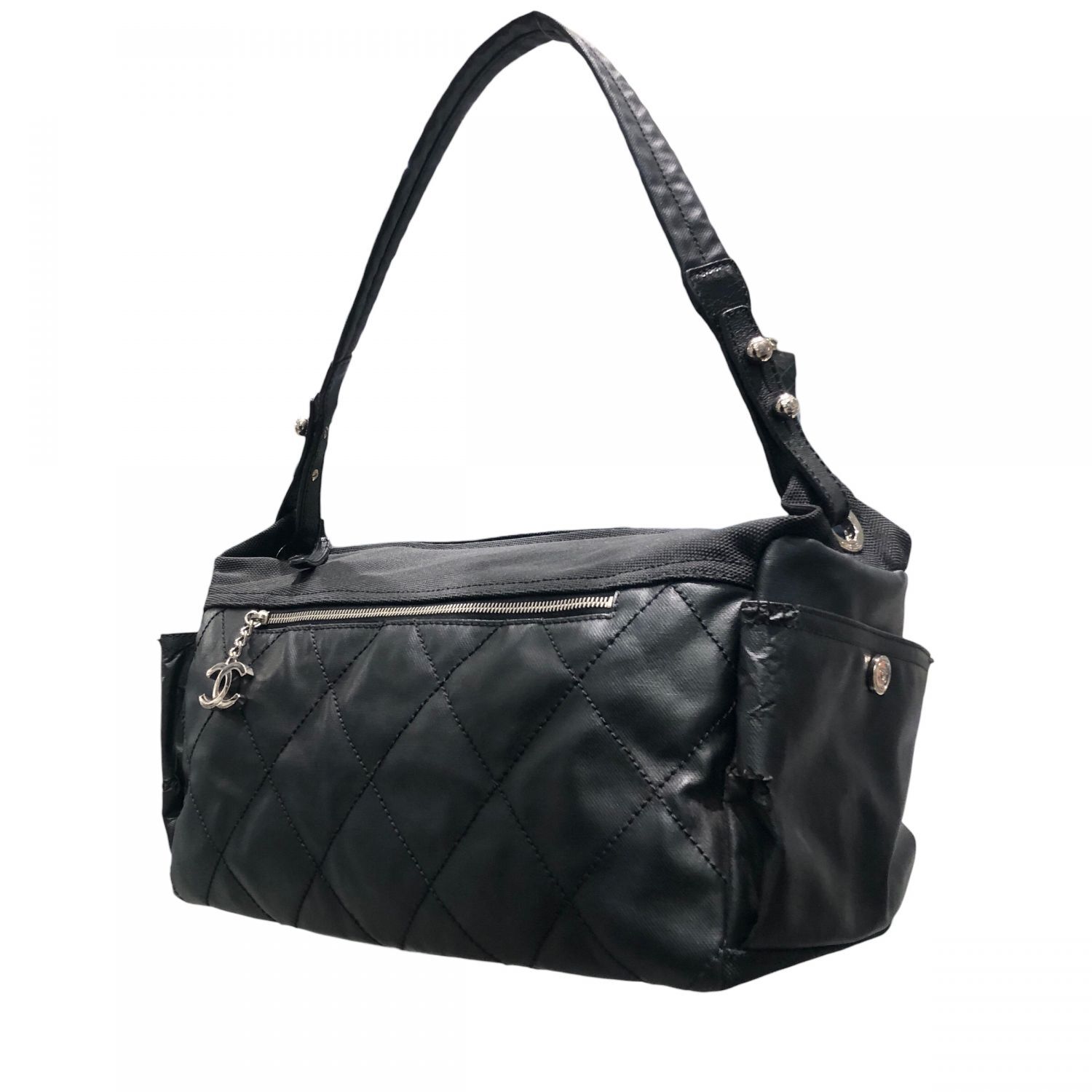Used】 CHANEL Boston bag Paris Biarritz gym bag black large 