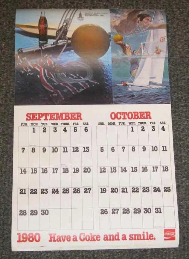 1979 1980 Coca Cola Calendar Coke Moscow Lake Placid Olympics Boycott Flame  | eBay