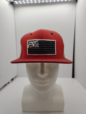 Rope Smart Snapback Hat With American Flag-Red With Mesh
