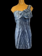 NWT $99 Urban Outfitter Crushed Velvet Mini Dress Slate Blue  Sz S Sexy & Comfy!