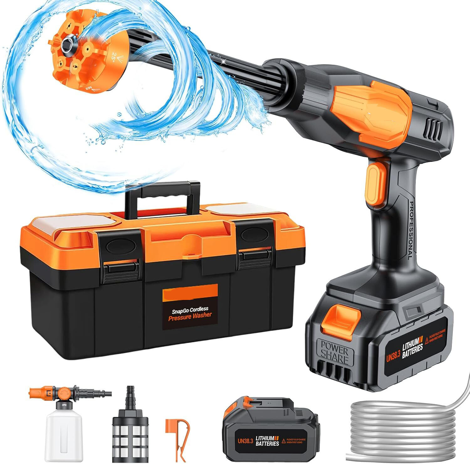 970PSI Cordless Pressure Washer with 3.0Ah Battery for Cars & Outdoor Cleaning