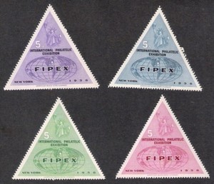 1956 FIPEX Exhibition Labels - Mint Set of 4