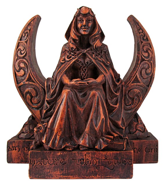 Moon Goddess Statue - Wood Finish - Dryad Designs - Wiccan Wicca Witch Pagan