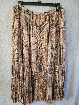 Ruby Red Bohemian Skirt Women Size 16W W-36'' L-34.5'' Lined Brown Blk Red #807