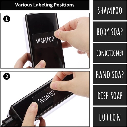 Shower Refillable Dispenser, 3Pcs 16.9Oz 500Ml Pump Press Bottles with Labels, E - Picture 3 of 12