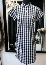 J Crew Shift Dress Short Sleeve Black White Gingham Check Sz Small