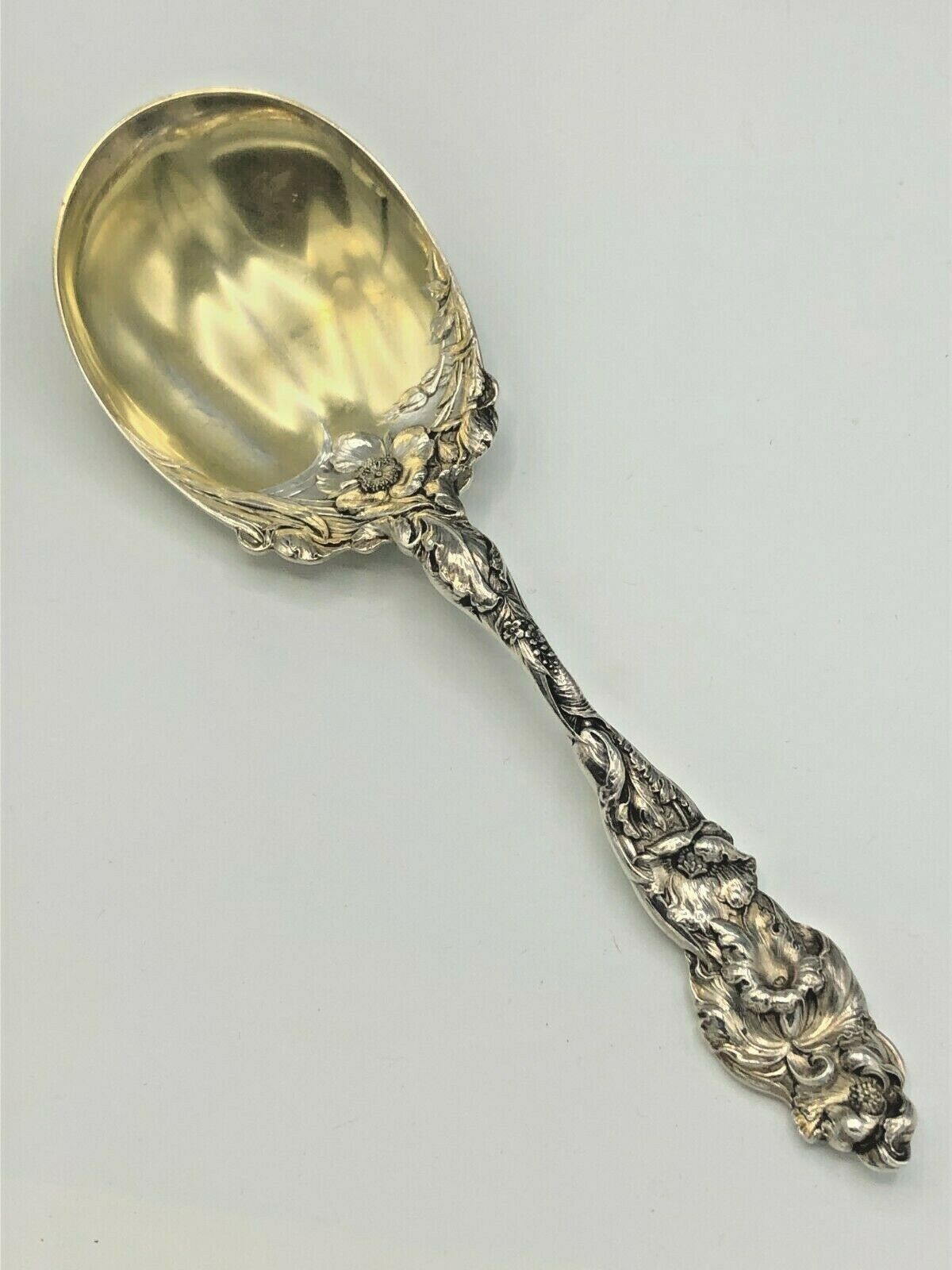 Les Six Fleurs by Reed & Barton Sterling Silver Berry or Casserole Spoon, w/gold
