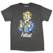 Fallout Vault Boy Officially Licensed Gamer Adult T Shirt Gray - Medium