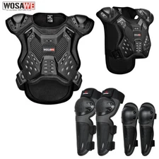 WOSAWE Kids Motorcycle Chest Protector Set Armor Vest ATV Knee Elbow Pads Guards