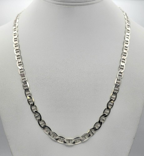 22" 925 Sterling Silver 6.5mm Thick Anchor Mariner Link Chain Necklace ITALY