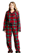 Wondershop MED Women's Plaid Flannel Pajama Set, Red Tartan, MED